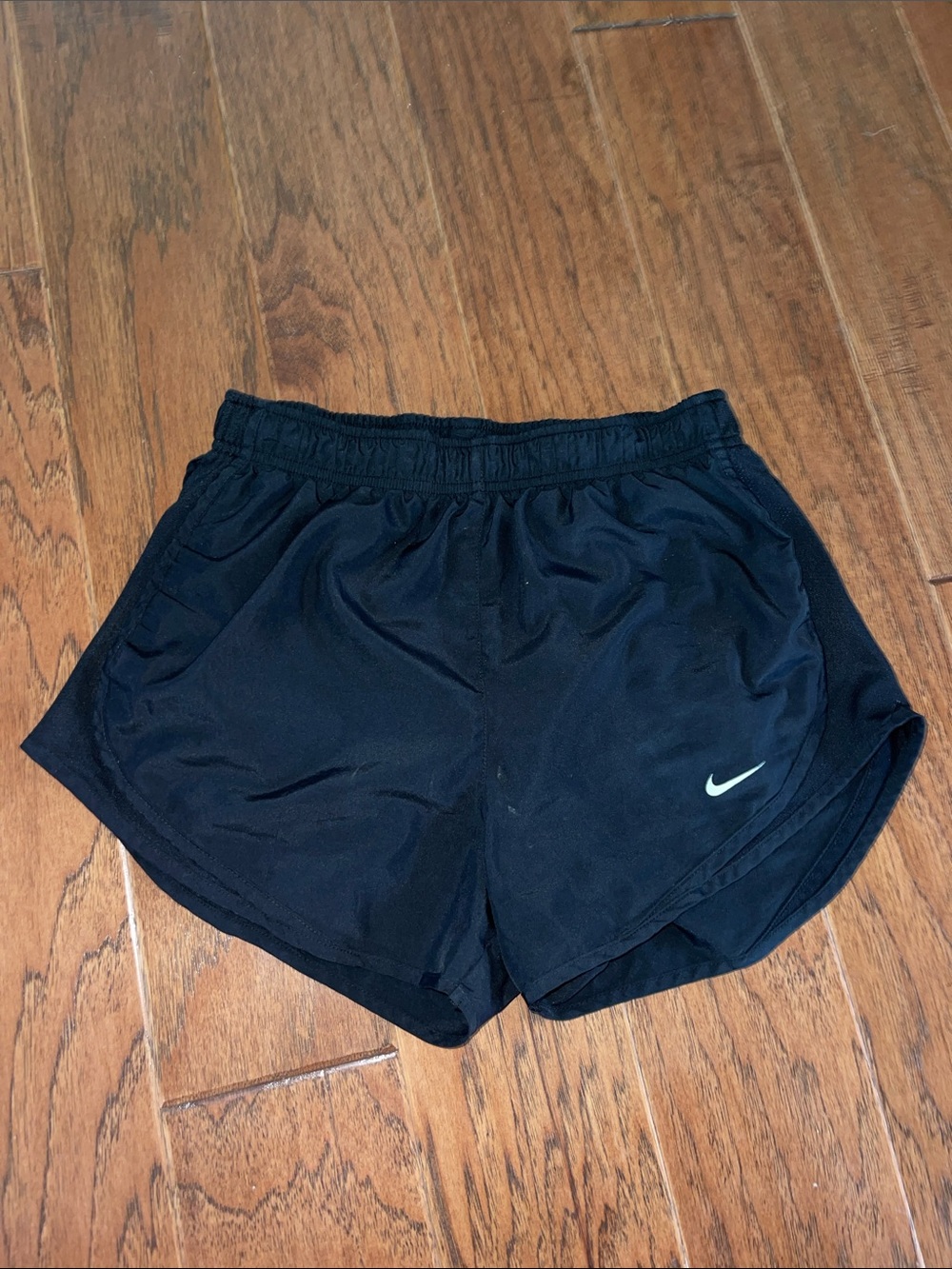 Nike Women's Black Athletic Running Shorts with White Swoosh